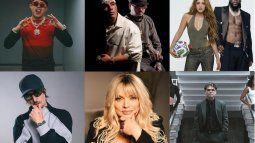 Composición de fotografías promocionales donde aparecen los artistas Óscar Maydon, Farruko y Kendo Kaponi, Shakira y Burna Boy, Danny Ocean, Ednita Nazario, y Jasiel Núñez, quienes estrenan álbumes este fin de semana.
