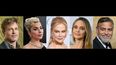 Esta combinación de imágenes aparecen Brad Pitt, Lady Gaga, Nicole Kidman, Angelina Jolie y George Clooney, quienes compiten en la 81ª Mostra de Venecia.