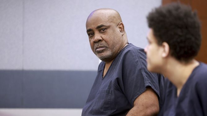 Duane Keffe D Davis, acusado de orquestar el asesinato en 1996 del ícono del hip hop Tupac Shakur, en corte en el Centro de Justicia Regional en Las Vegas, el martes 25 de junio de 2024.&nbsp;