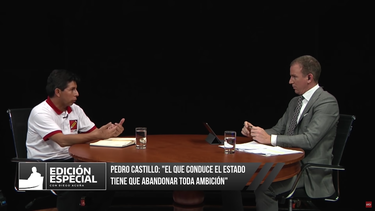 El candidato presidencial de Perú, Pedro Castillo, en entrevista con Diego Acuña, conductor de “Edición Especial” en Willax TV.&nbsp;