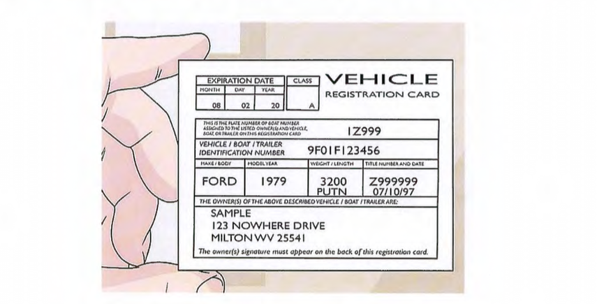 Tarjeta de Registro de RV, Bote, Trailer.
