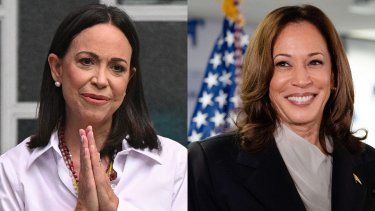 La opositora venezolana María Corina Machado y la vicepresidenta estadounidense Kamala Harris.&nbsp;