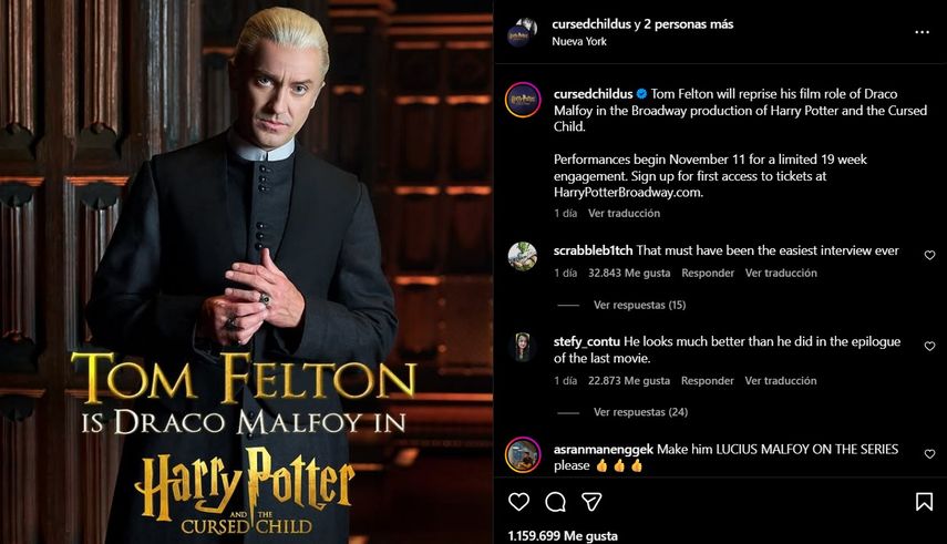 Tom Felton anuncia su regreso al universo de Harry Potter