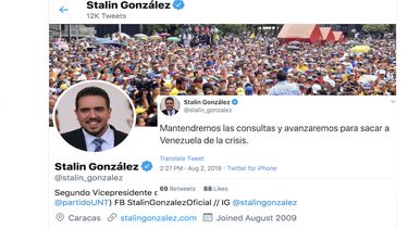 Stalin González, vicepresidente de la Asamblea Nacional, dijo en Twitter que se mantendrán las consultas sobre las negociaciones que se avanzaron esta semana.