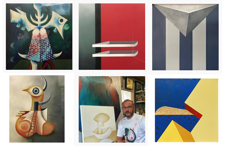 El artista NITEN junto a algunas de sus obras. NITEN presenta la muestra 