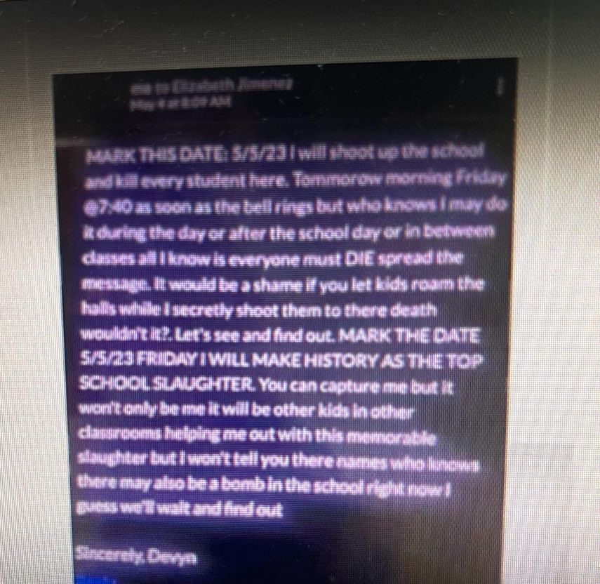 Texto de la amenaza publicada en redes sociales.&nbsp;