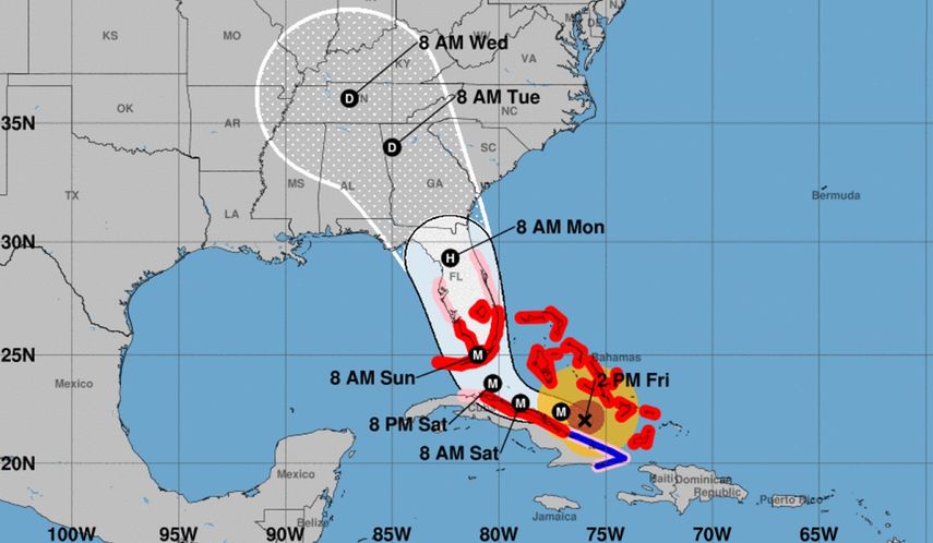 La trayectoria del huracán Irma amenaza, además de a Florida, al estado de Georgia y Carolina del Sur.