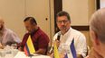 El embajador de Colombia en Nicaragua, León Fredy Muñoz, presidiendo reunión del GRULAC, para hablar del Día Mundial de la Alimentación