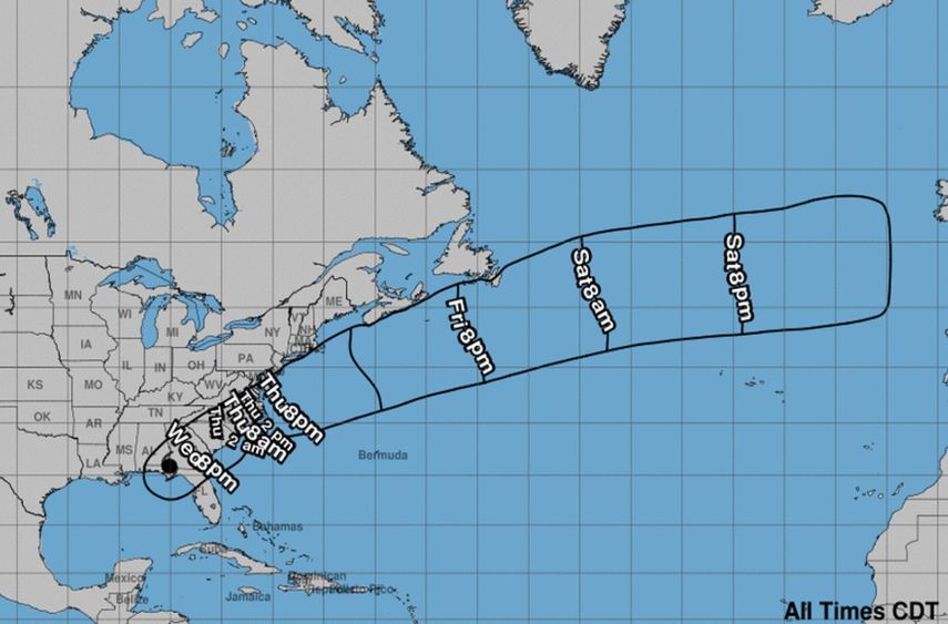 Se espera que el huracán Michael abandone el territorio del sureste de los EEUU en la noche del jueves.