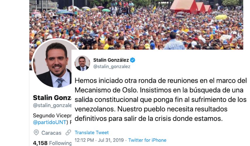 Stalin González, vicepresidente de la Asamblea Nacional, hizo el anuncio en su cuenta de Twitter.