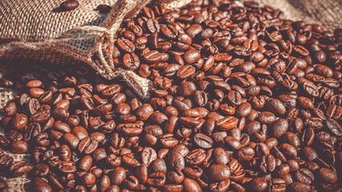 Café tostado en grano listo para moler.