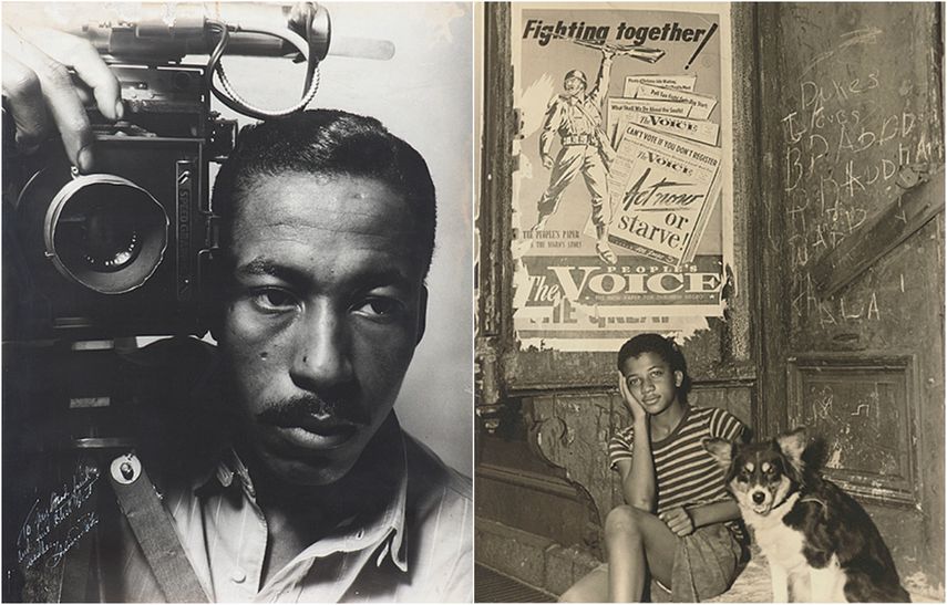 A la izquierda, un autorretrato de Gordon Parks en 1941, y a la derecha, Harlem, New York, fotografía tomada en agosto de 1943.