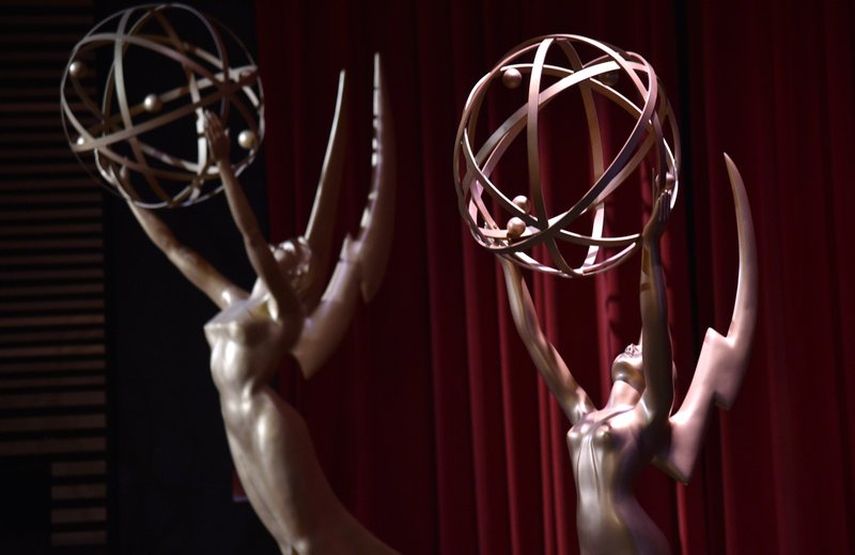 En esta fotograf&iacute;a del 12 de julio de 2018 estatuas de los Emmy en el escenario del anuncio de los nominados a la 70 entrega de los Emmy en el Saban Media Center de la Academia de Televisi&oacute;n en Los Angeles.&nbsp;