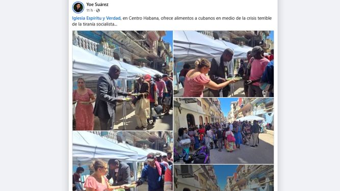 Captura de pantalla. Iglesia Espíritu y Verdad, en Centro Habana, ofrece alimentos a cubanos en medio de la crisis que atraviesa el país.&nbsp;