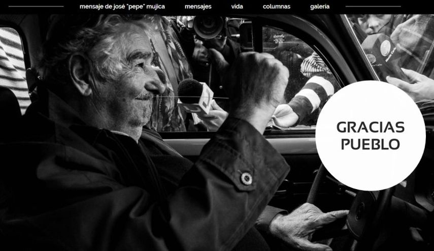 En la imagen la portada de la página web de josé Pepe Mújica. Foto Internet