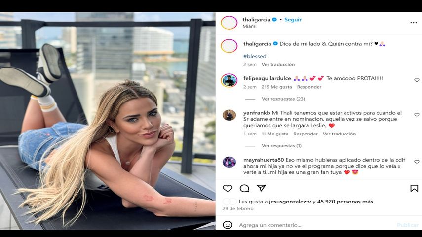 La actriz, modelo y presentadora mexicana Thalía García.