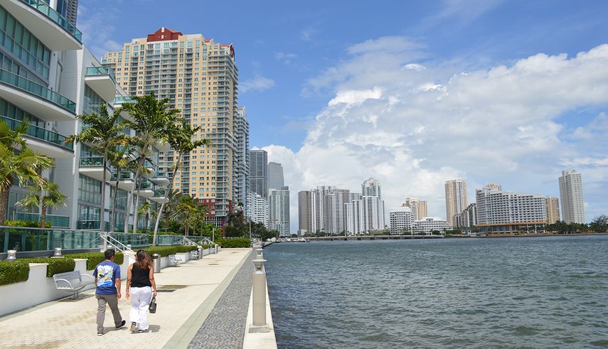 Vista parcial del litoral de Miami.