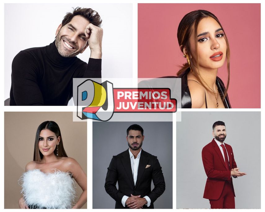 Univision presenta los conductores de la alfombra roja y Noche de estrellas de Premios Juventud 2024: Arap Bethke, Domelipa, Jessica Rodríguez Jomari Goyso y Roberto Hernández.