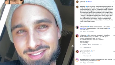 Mauro Menéndez en una fotografía que su madre, Aylín Mujica, colgó en Instagram en su honor.