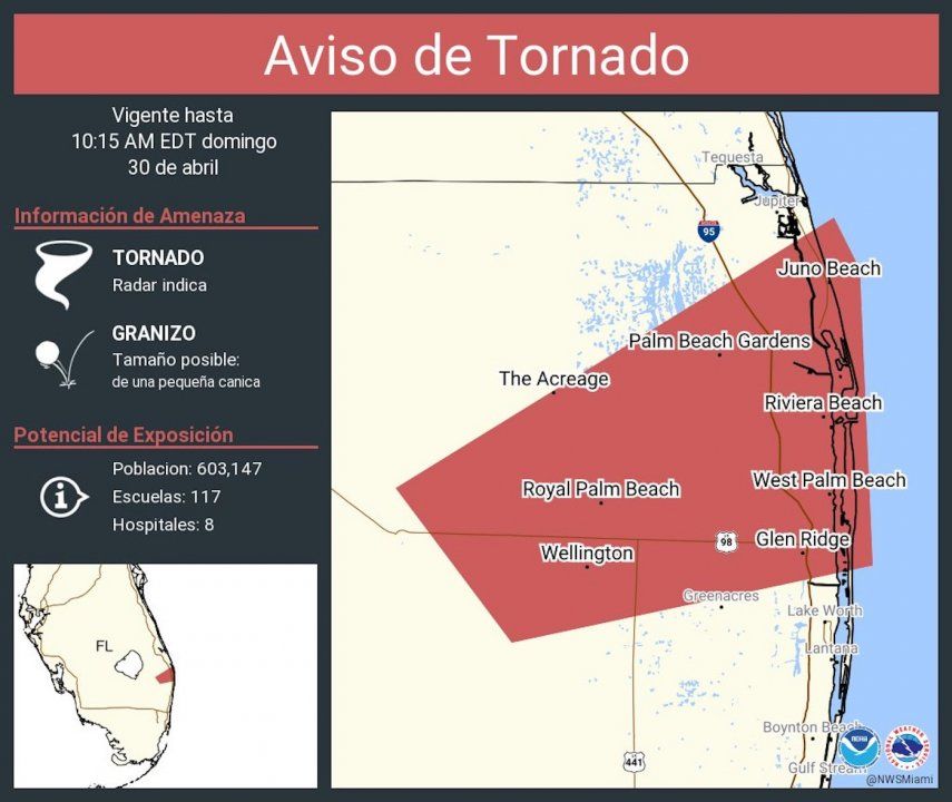 Tornado causa daños en Palm Beach Gardens, Florida