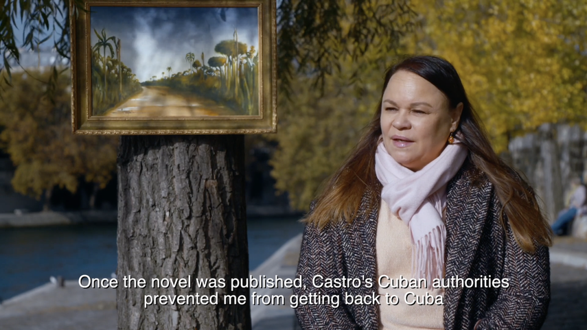 La escritora Zoé Valdés en una parte del documental de Attys Luna Vega Valdés.&nbsp;