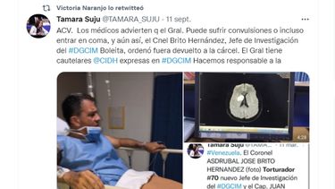 Pedro Naranjo, interno en el centro de la Dirección General de Contrainteligencia Militar (DGCIM) de Boleíta, en Caracas, fue trasladado el 9 de septiembre a la Policlínica Metropolitana, debido a que había sufrido un Accidente Cerebrovascular.&nbsp;