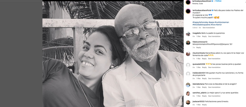 La cantante Laritza Bacallao y su padre, Ernesto Bacallao, fallecido este lunes 22 de agosto.&nbsp;
