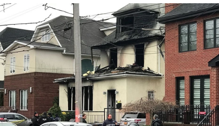 La fachada de la vivienda incendiada.&nbsp;