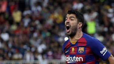 El uruguayo Luis Su&aacute;rez reacciona durante el encuentro semifinal entre el Barcelona y el Al&eacute;tico de Madrid en Yeda, Arabia Saud&iacute;, el jueves 9 de enero de 2020&nbsp;
