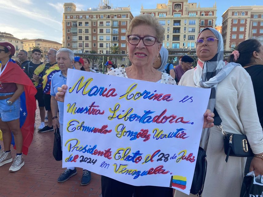 En Málaga, España, los venezolanos defendieron la lucha de la líder María Corina Machado y el triunfo de Edmundo González Urrutia