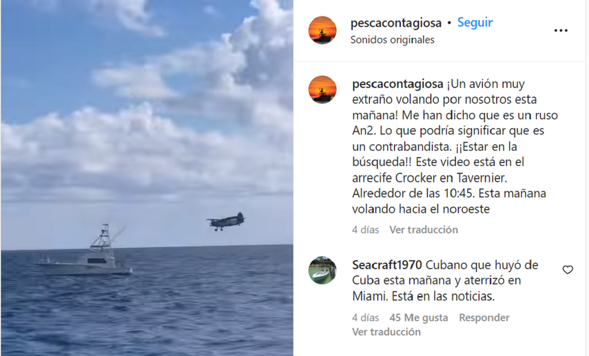 El usuario de la cuenta de Instagram llamado Pesca Contagiosa, publicó un video cuando el piloto Eduardo Soto llegaba a Florida a bordo de su avioneta rusa. https://www.instagram.com/conetagiousfishing/