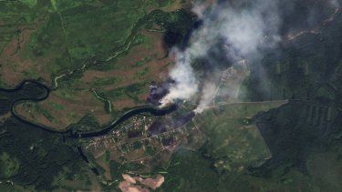 Esta imagen por satélite publicada por Planet Labs PBC muestra incendios cerca de la localidad de Krasnooktyabrskoe en la región rusa de Kursk, el martes 20 de agosto de 2024.&nbsp;