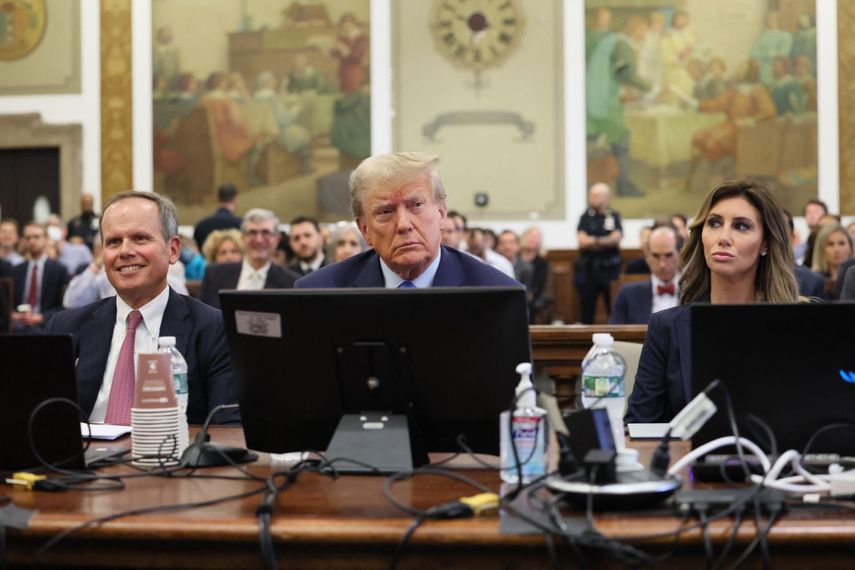 El presidente 45 de Estados Unidos Donald J. Trump en la corte de Manhattan, Nueva York.