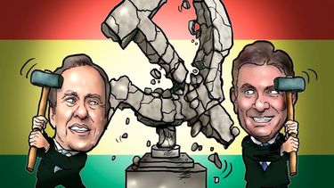 Caricatura de Fernando Pinilla sobre la caída de la izquierda en Bolivia tras las elecciones. 