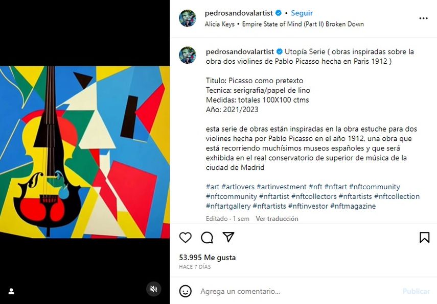 El artista Pedro Sandoval presenta en octubre la muestra Pintando con Música.