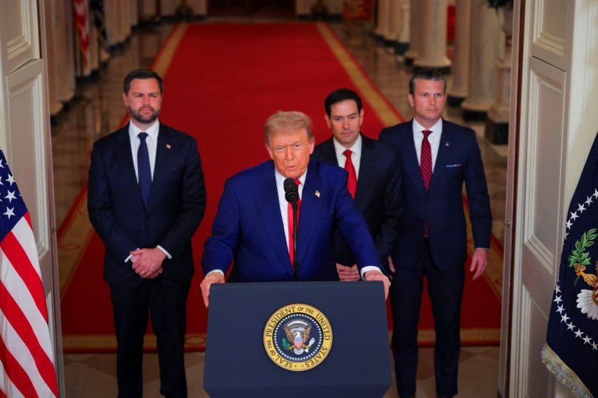 El presidente Donald Trump ofrece un discurso a la nación desde la Casa Blanca el 21 de junio de 2025 en Washington, D.C.
