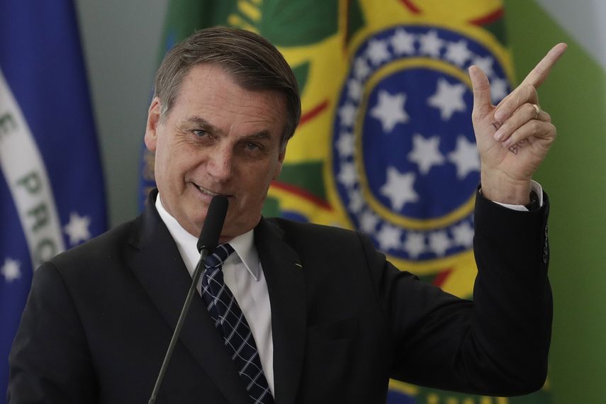 Fotografía del 1 de agosto de 2019 del presidente brasileño, Jair Bolssnoaro, en una ceremonia en Brasilia.