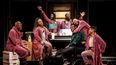 En esta imagen difundida por Polk & Co., de izquierda a derecha, James Jackson, Jr., L. Morgan Lee, Antwayn Hopper, John-Andrew Morrison, Jaquel Spivey, Jason Veasey y John-Michael Lyles durante una función de A Strange Loop.