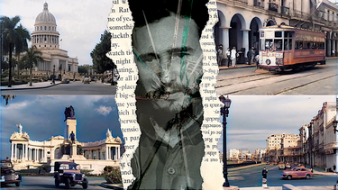 Collage con la imagen del dictador Fidel Castro con capturas de pantalla del video Cuba Antes del 1959: Un país desarrollado, de Orbis Cine.&nbsp;