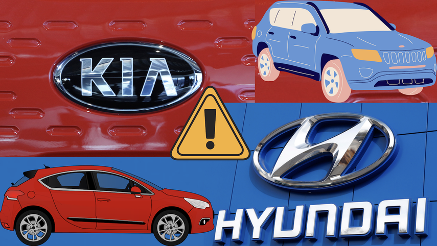 Collage de marcas de autos Hyundai y Kia.&nbsp;