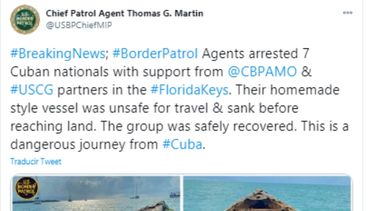 Captura de pantalla del mensaje difundido por la Guardia Costera en su cuenta de la red social Twitter.&nbsp;