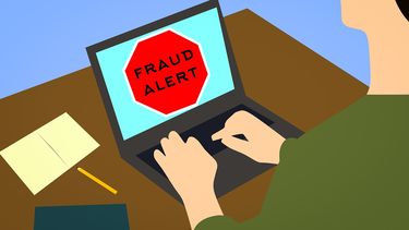 Dibujo sobre el fraude por internet.