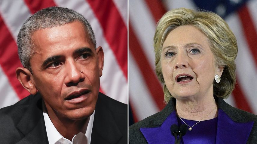 El expresidente Barack Obama y la excandidata presidencial demócrata Hillary Clinton.