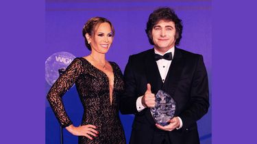 Natalia Denegri y Javier Milei.