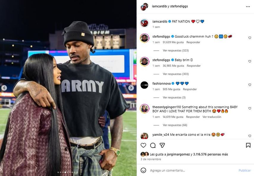 La rapera Cardi B y el jugador de la NFL Stefon Diggs.&nbsp;