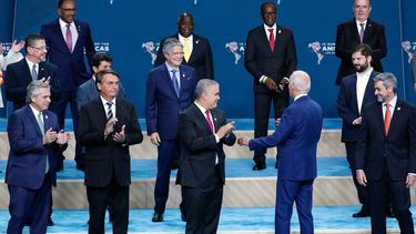 Mandatarios durante la foto de familia en la Cumbre de las Américas el 10JUN22.&nbsp;