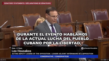 El senador Leo Housakos se dirigió al Senado en Canadá para denunciar los actos represivos de violencia, asesinatos y detenciones en Cuba.