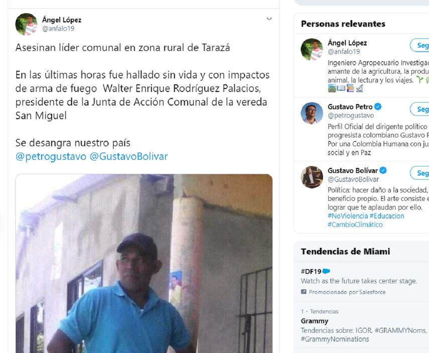 Asesinan A Tiros A Un Líder Campesino En Colombia