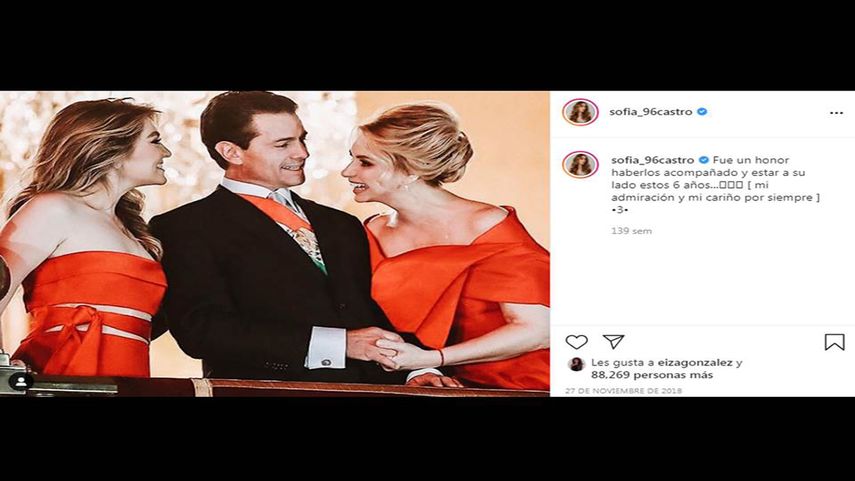 La actriz Angélica Rivera junto a su exesposo, Enrique Peña Nieto, y su hija Sofía Castro.