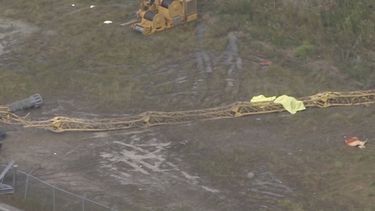 Vista de al menos dos personas fallecidas al desplomarse una torre de televisión en el noroeste de Miami.